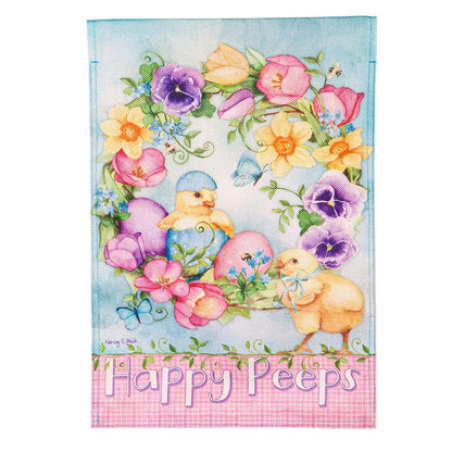 Spring Has Hatched Burlap House Flag