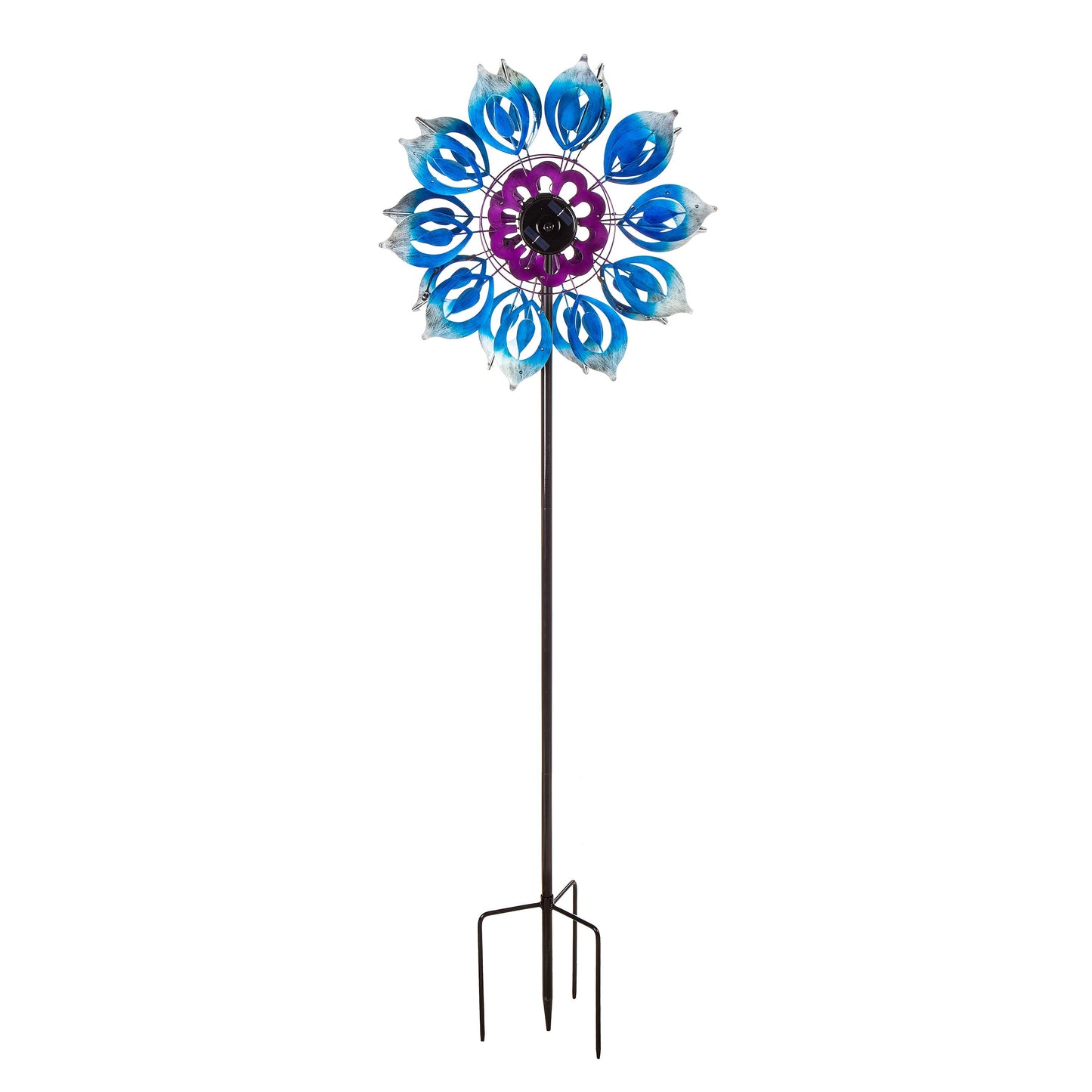 75"H Solar Wind Spinner, Blue Blooms