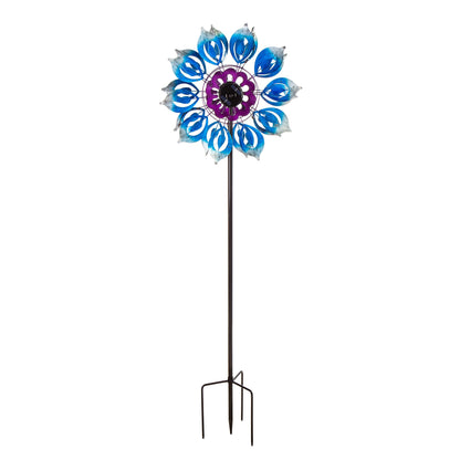 75"H Solar Wind Spinner, Blue Blooms