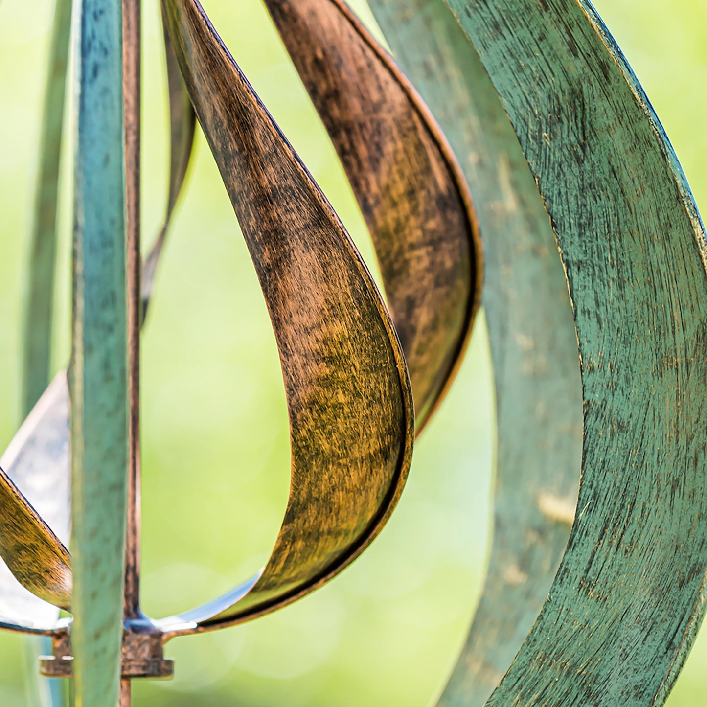 87.5"H Misting Wind Spinner, Copper and Verdigris Tulip