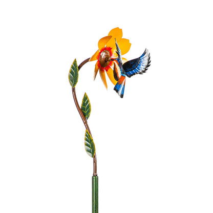 Metal Bird and Yellow Flower Spinner