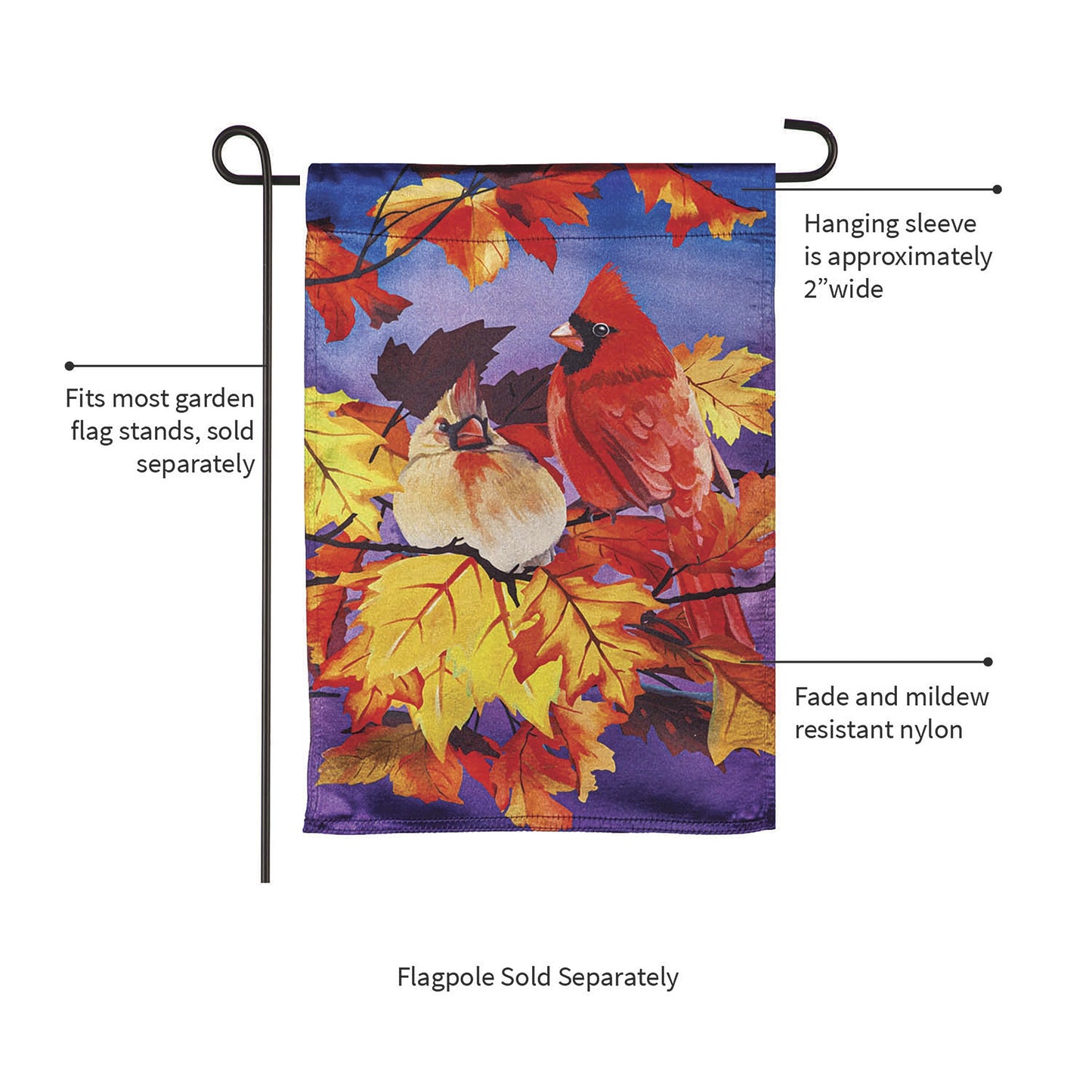 Cardinal Friends Garden Lustre Flag
