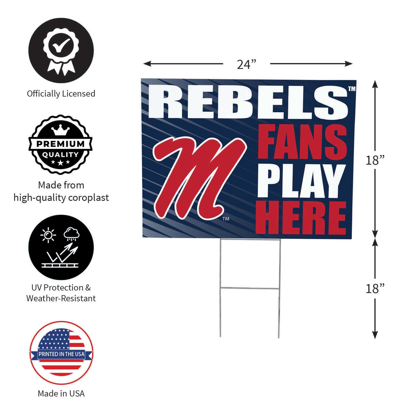 University of Mississippi Coroplast Yard Sign "Fans Play Here"