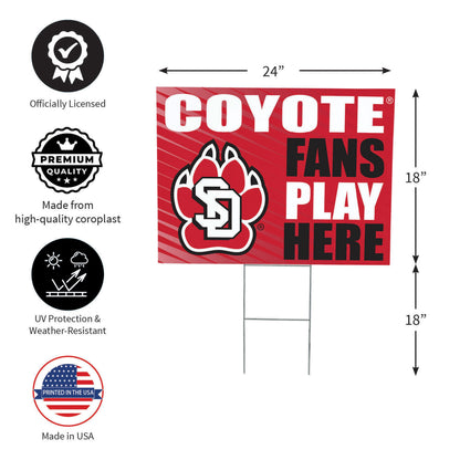 University of South Dakota Coroplast Yard Sign "Fans Play Here"