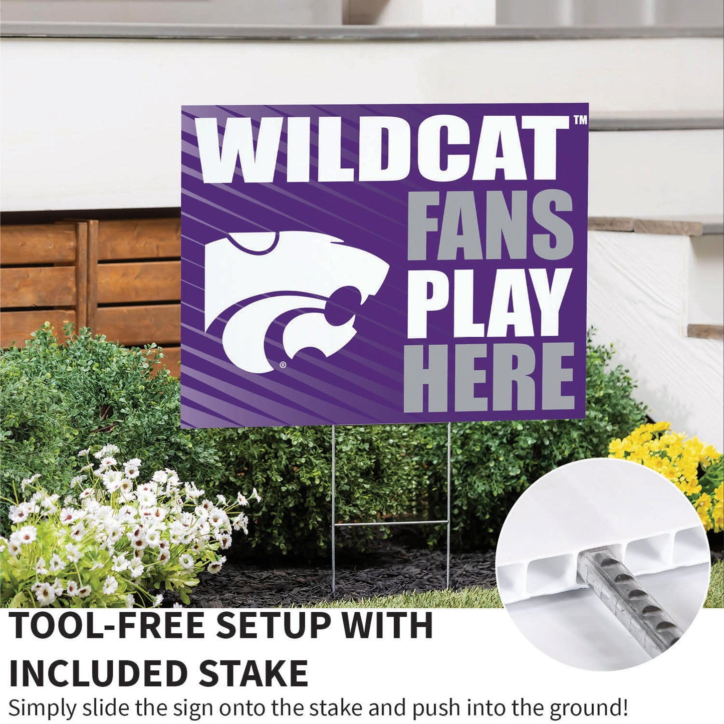 Kansas State University Coroplast Yard Sign "Fans Play Here"
