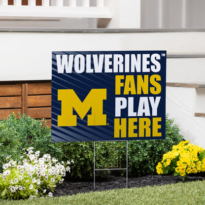 University Of Michigan Coroplast Yard Sign "Fans Play Here"