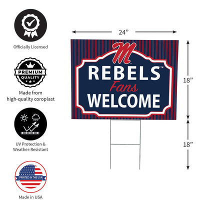 University of Mississippi Coroplast Yard Sign, "Fans Welcome"