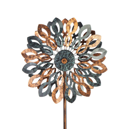Wind Spinner, copper and verdigris petals