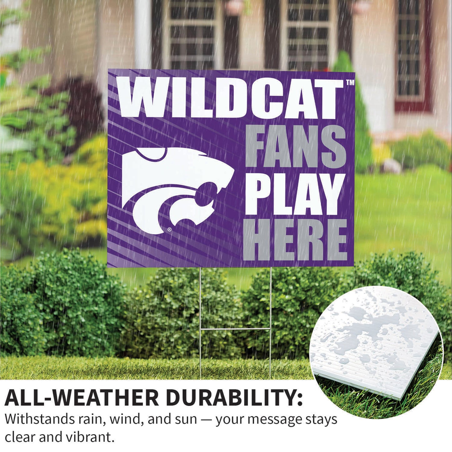 Kansas State University Coroplast Yard Sign "Fans Play Here"