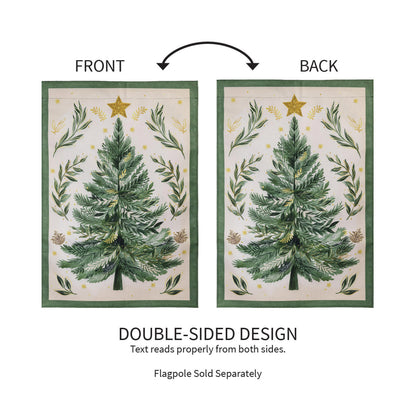 Christmas Tree With Acorn Burlap House Flag