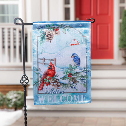 Snow Country Birds Lustre Garden Flag