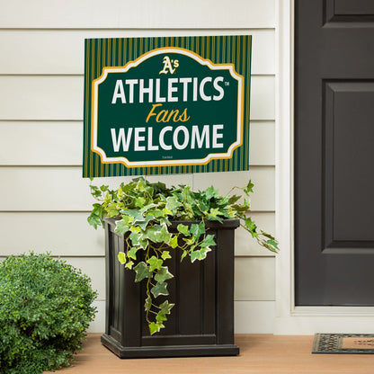 Oakland A's Coroplast Yard Sign, "Fans Welcome"
