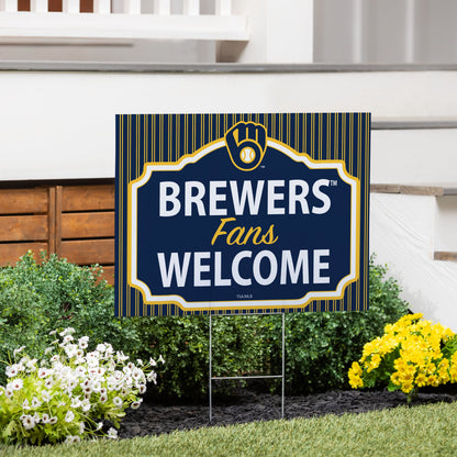 Milwaukee Brewers Coroplast Yard Sign, "Fans Welcome"