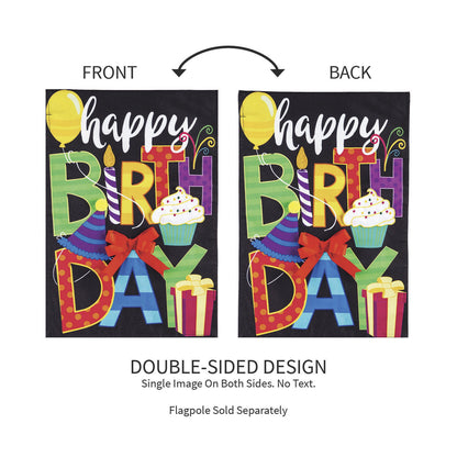 Happy Birthday Garden Linen Flag