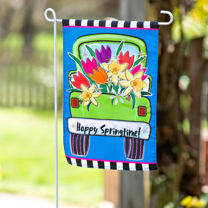 Springtime Truck Garden Applique Flag