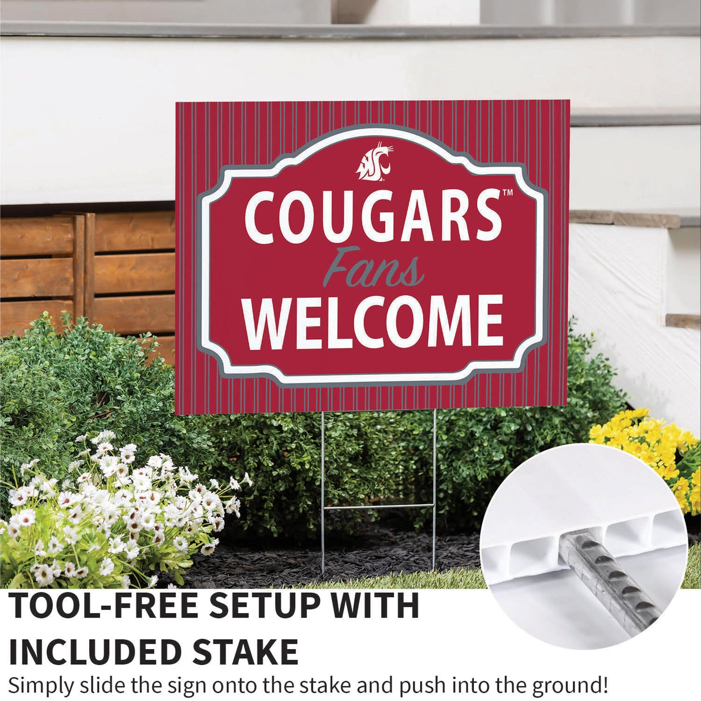Washington State University Coroplast Yard Sign, "Fans Welcome"