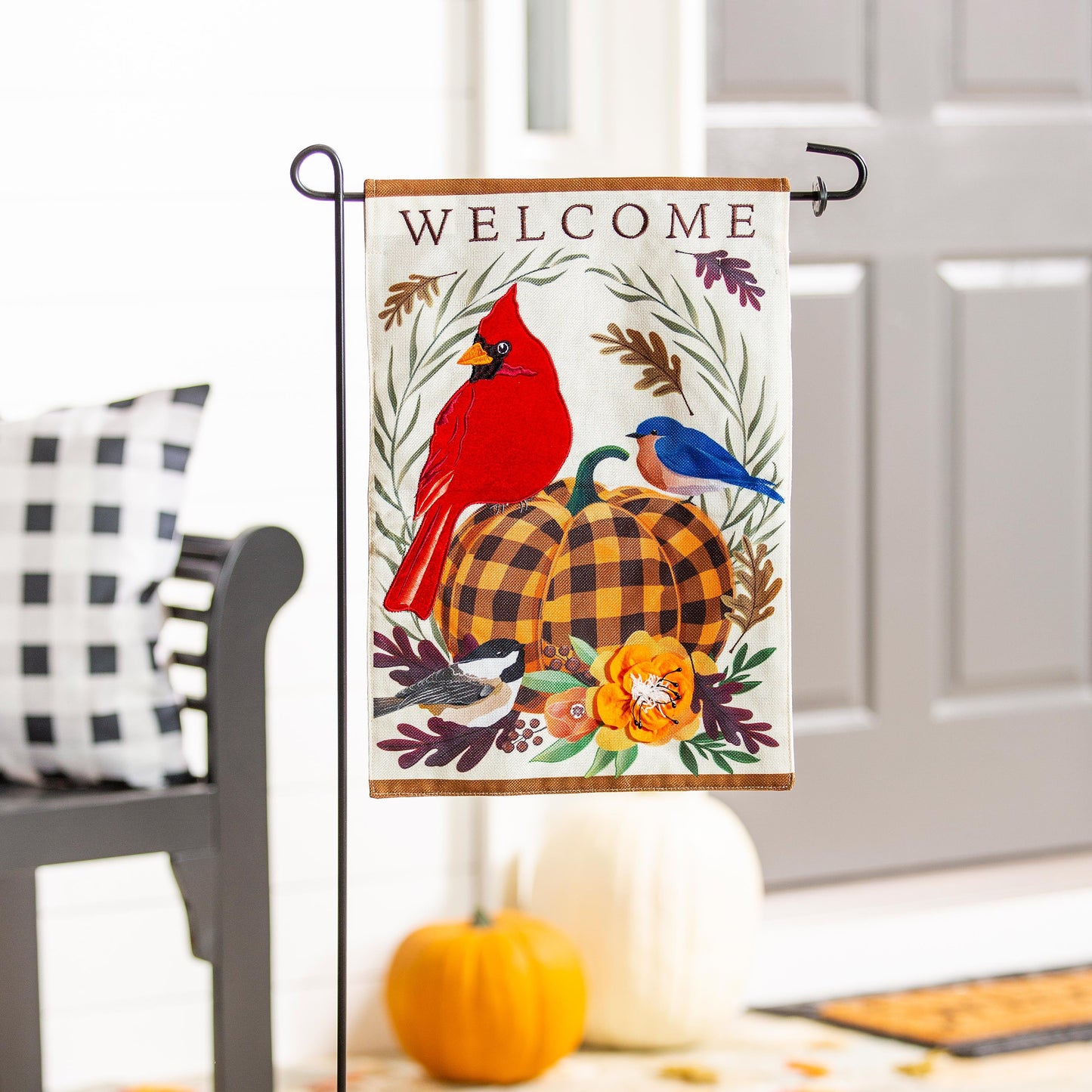 Fall Songbirds Garden Burlap Flag