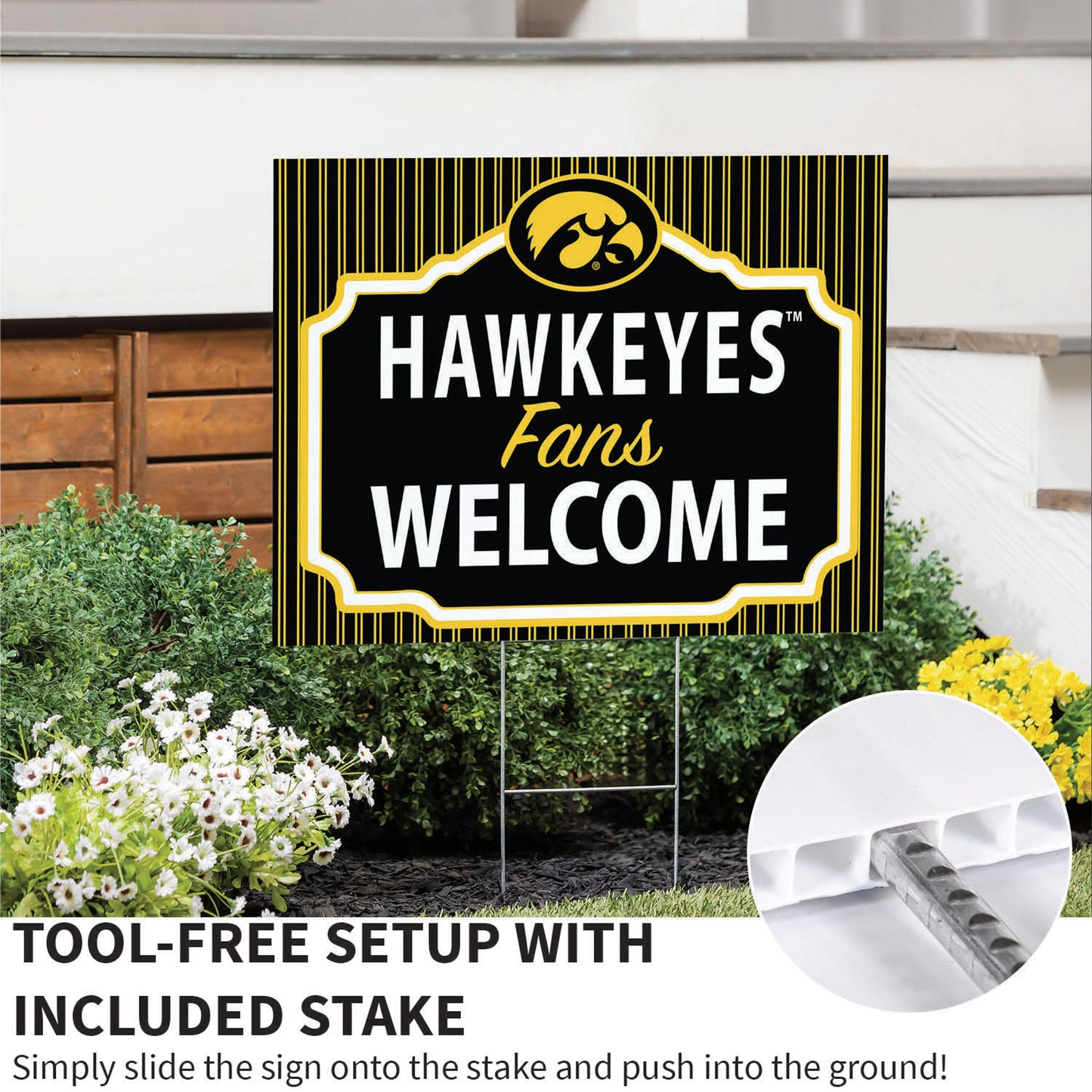 University of Iowa Coroplast Yard Sign, "Fans Welcome"