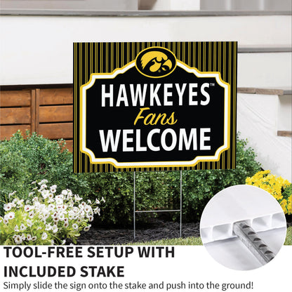 University of Iowa Coroplast Yard Sign, "Fans Welcome"