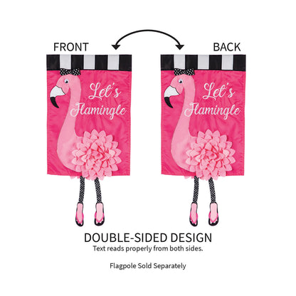 Let's Flamingle Garden Applique Flag