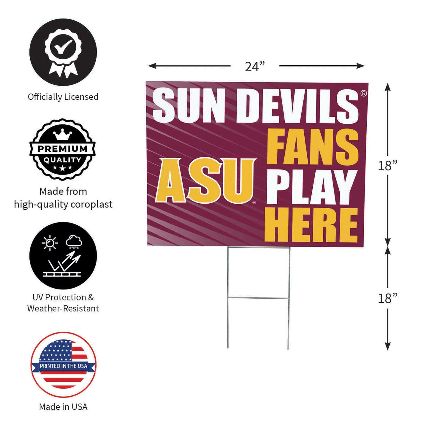 Arizona State University Coroplast Yard Sign "Fans Play Here"