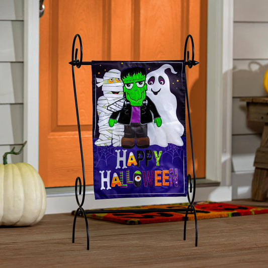 Happy Halloween Trio Applique Garden Flag