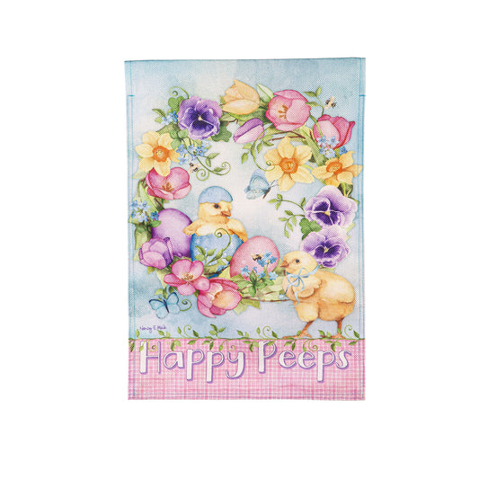 Spring Has Hatched Burlap Garden Flag