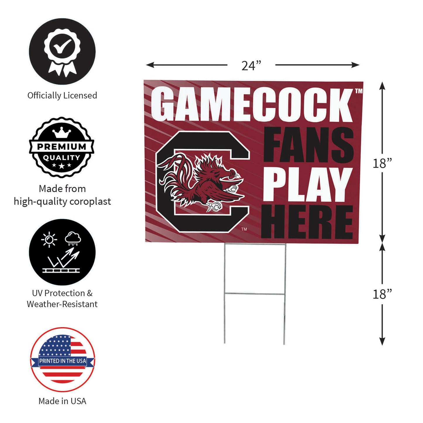 University of South Carolina Coroplast Yard Sign "Fans Play Here"