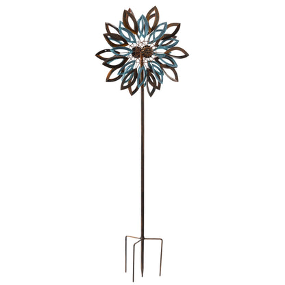 75"H Wind Spinner, Copper and Verdigris Leaves