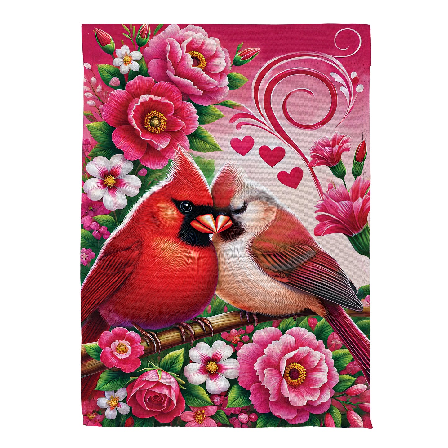 Cardinal Lovers Suede House Flag