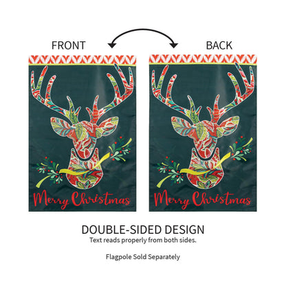 Patterned Reindeer Applique House Flag