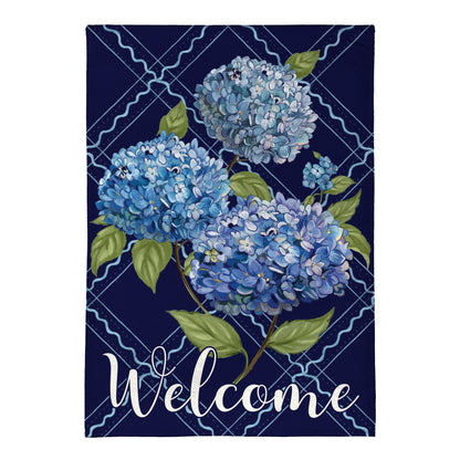 VivaStyle Burlap House Flag, Hydrangea Haven