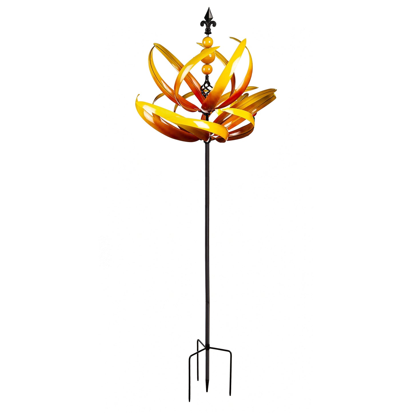 91"H Wind Spinner, Yellow Lotus