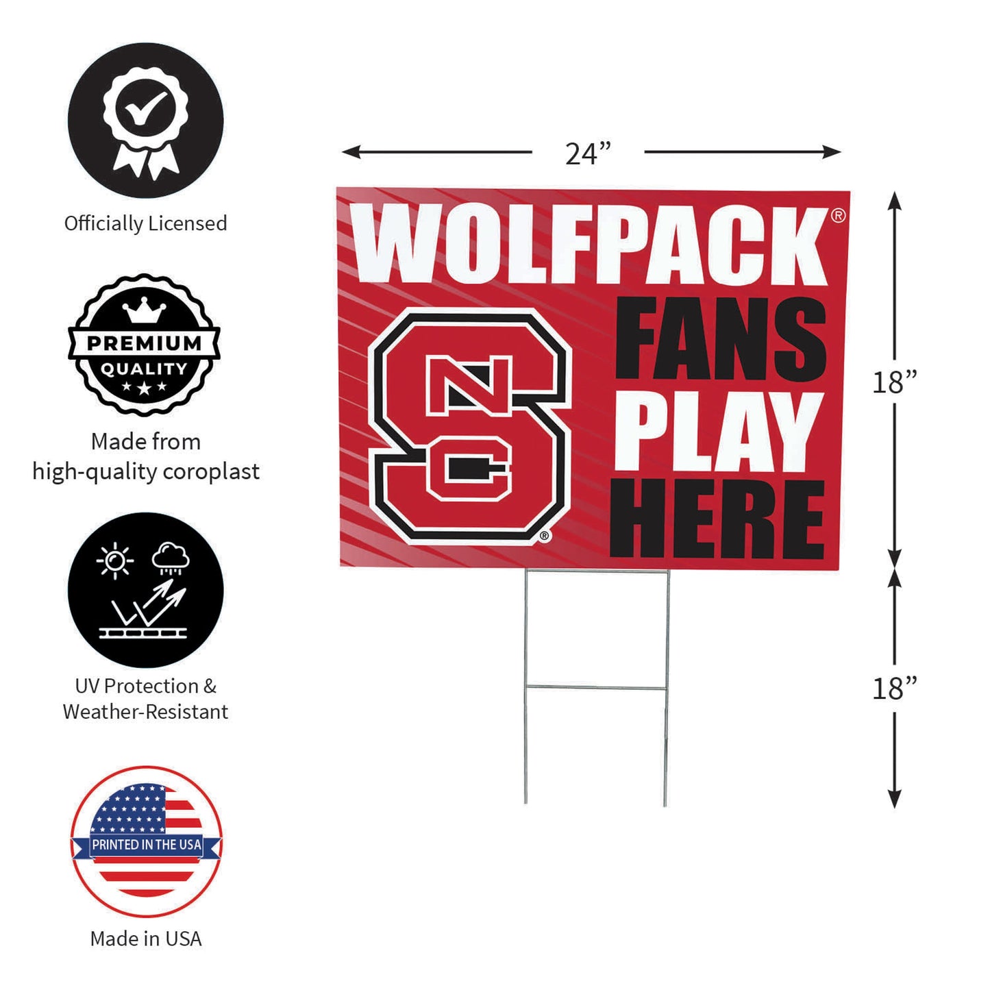 North Carolina State University Coroplast Yard Sign "Fans Play Here"