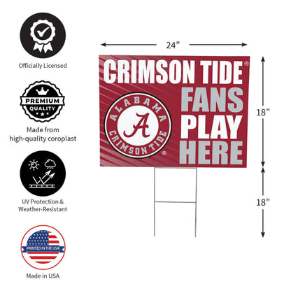 University of Alabama Coroplast Yard Sign "Fans Play Here"