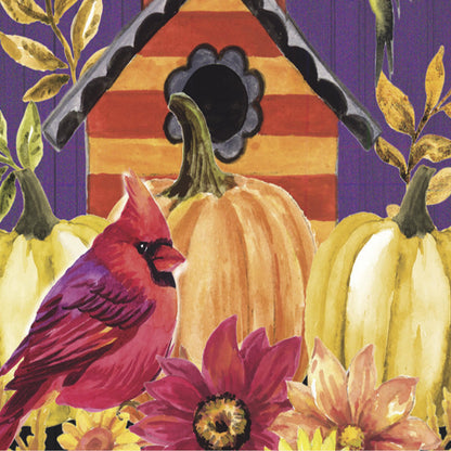 Welcome Fall Birdhouse Moire Garden Flag