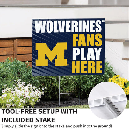 University Of Michigan Coroplast Yard Sign "Fans Play Here"