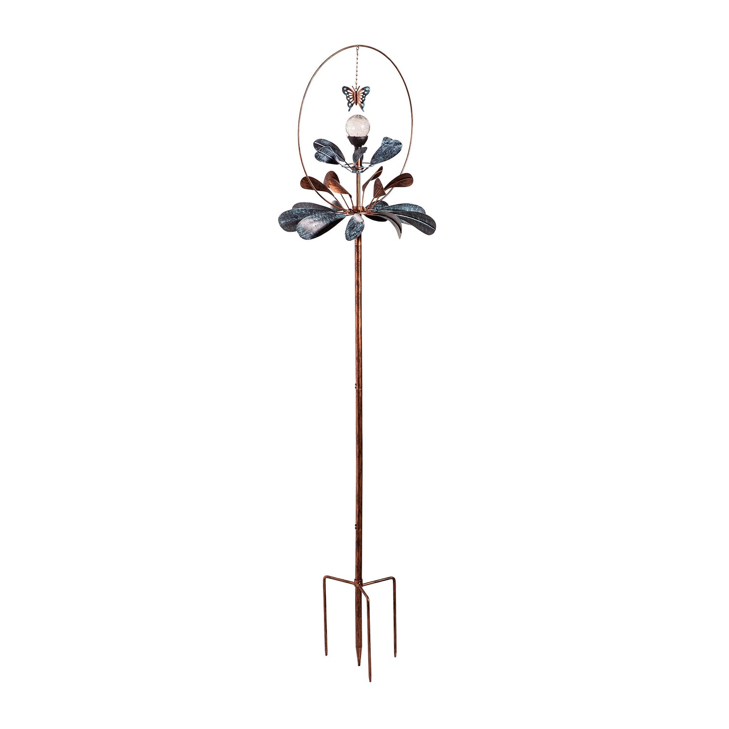 Solar Metal Wind Spinner, Sphere Flower, 87"H