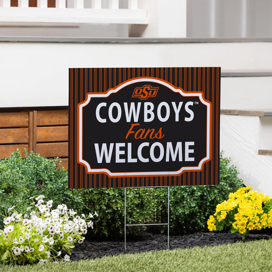 Oklahoma State University Coroplast Yard Sign, "Fans Welcome"