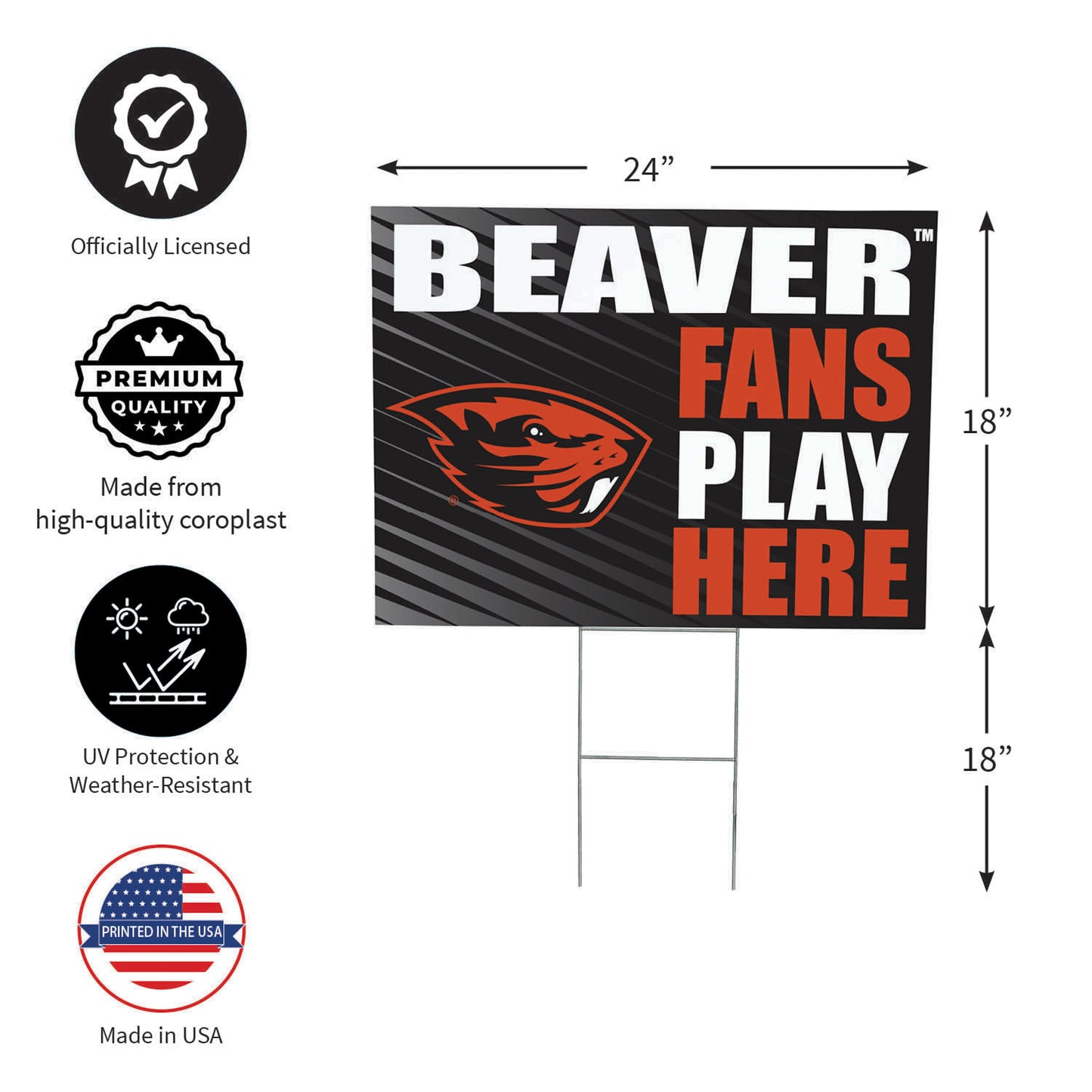 Oregon State University Coroplast Yard Sign "Fans Play Here"