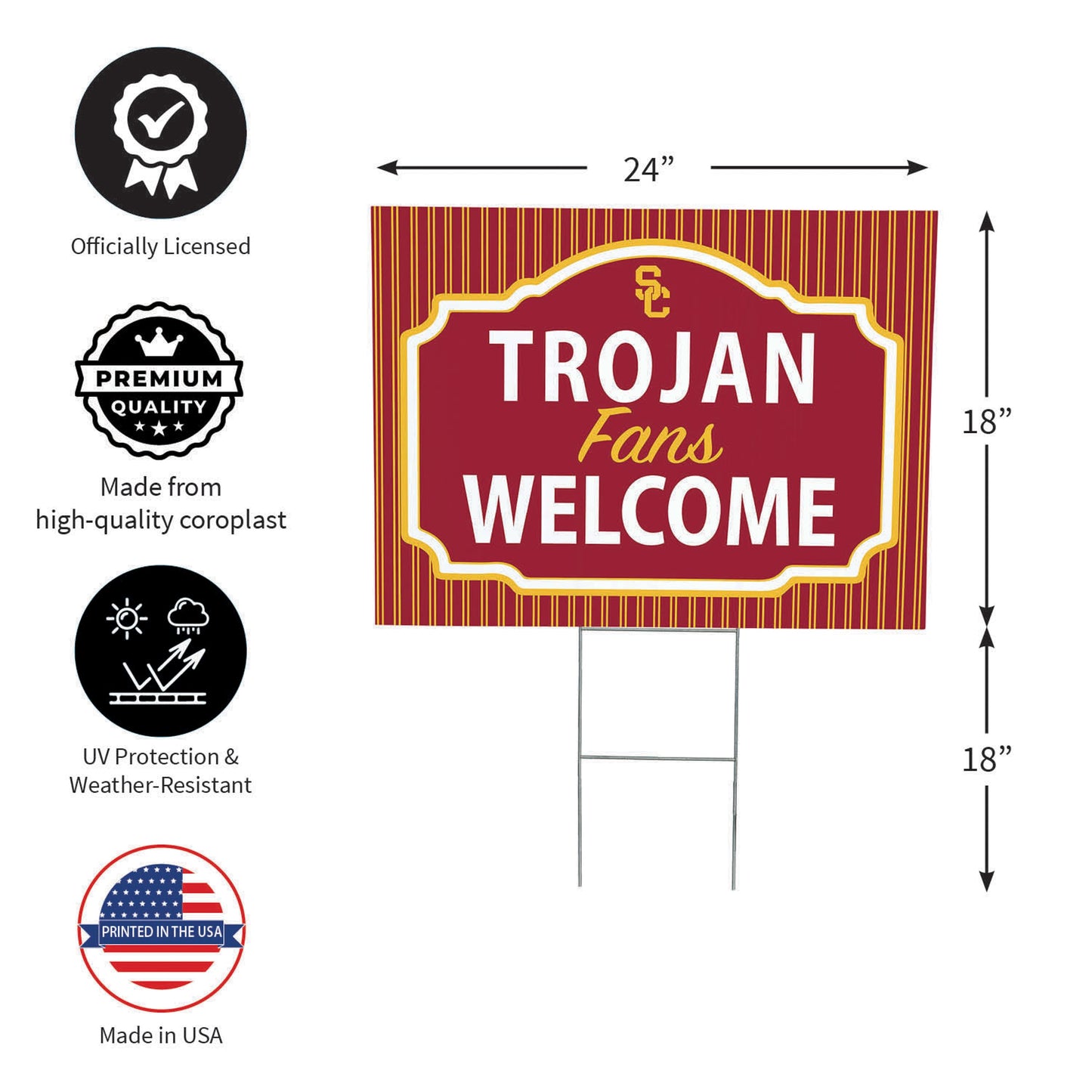 University of Southern California Coroplast Yard Sign, "Fans Welcome"