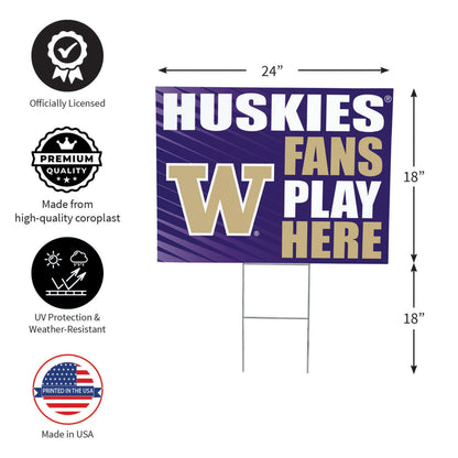 University of Washington Coroplast Yard Sign "Fans Play Here"
