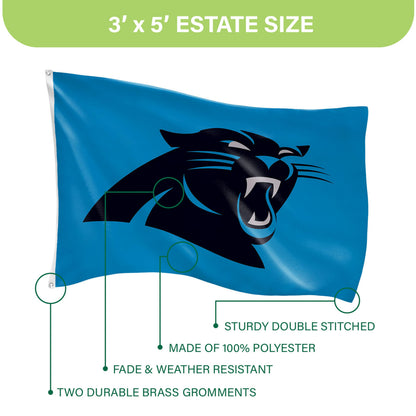 Carolina Panthers Single Sided Flag w/ 2 Grommets, 3'x5'
