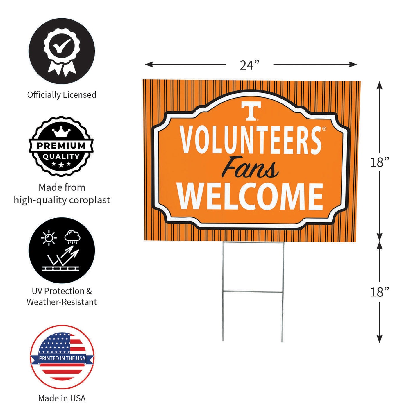 University of Tennessee Coroplast Yard Sign, "Fans Welcome"
