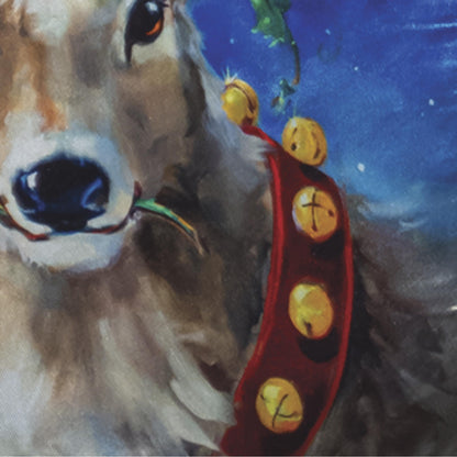 Santa's Reindeer Lustre Garden Flag
