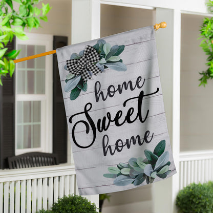 Home Sweet Home Eucalyptus House Burlap Flag