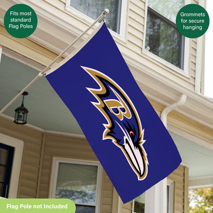 Baltimore Ravens Single Sided Flag w/ 2 Grommets, 3'x5'