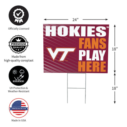 Virginia Tech Coroplast Yard Sign "Fans Play Here"