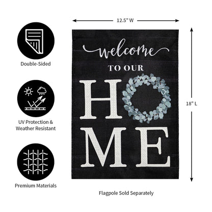 Eucalyptus Welcome Garden Burlap Flag