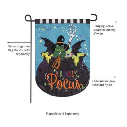 Croakus Pocus Applique Garden Flag